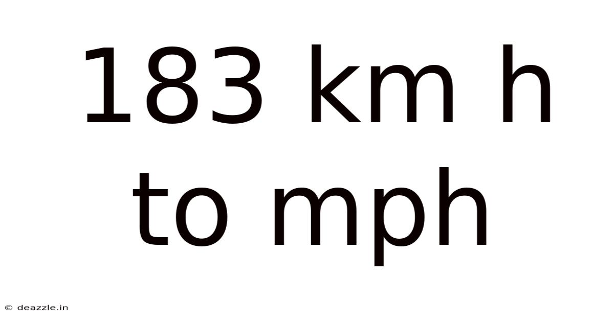 183 Km H To Mph