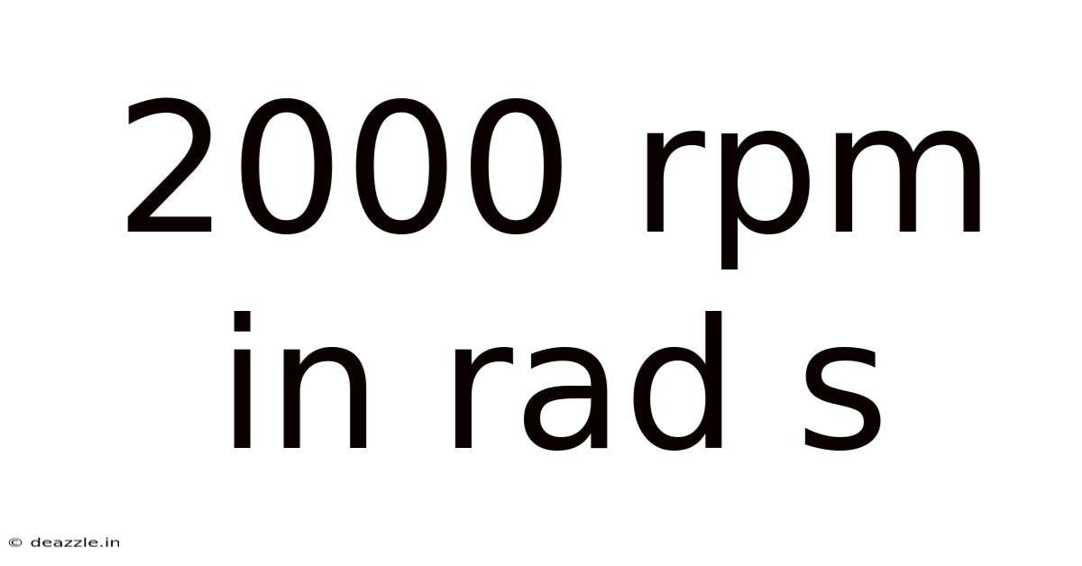 2000 Rpm In Rad S