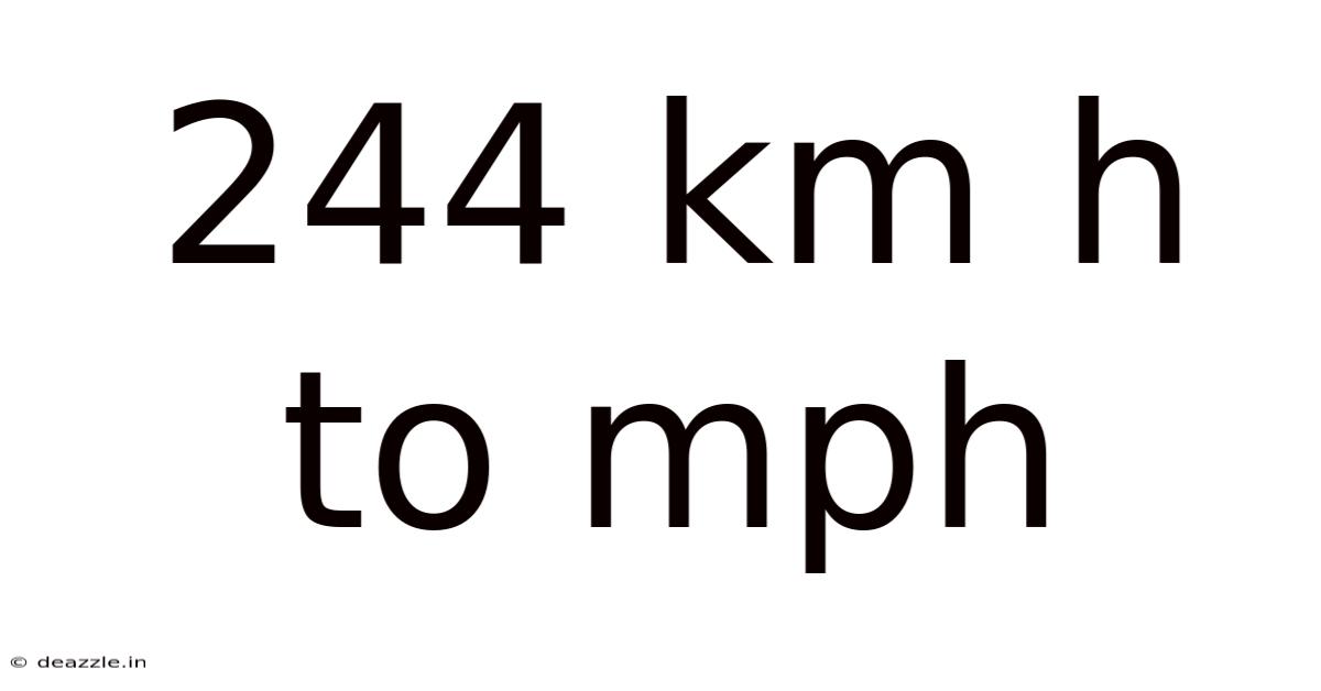 244 Km H To Mph