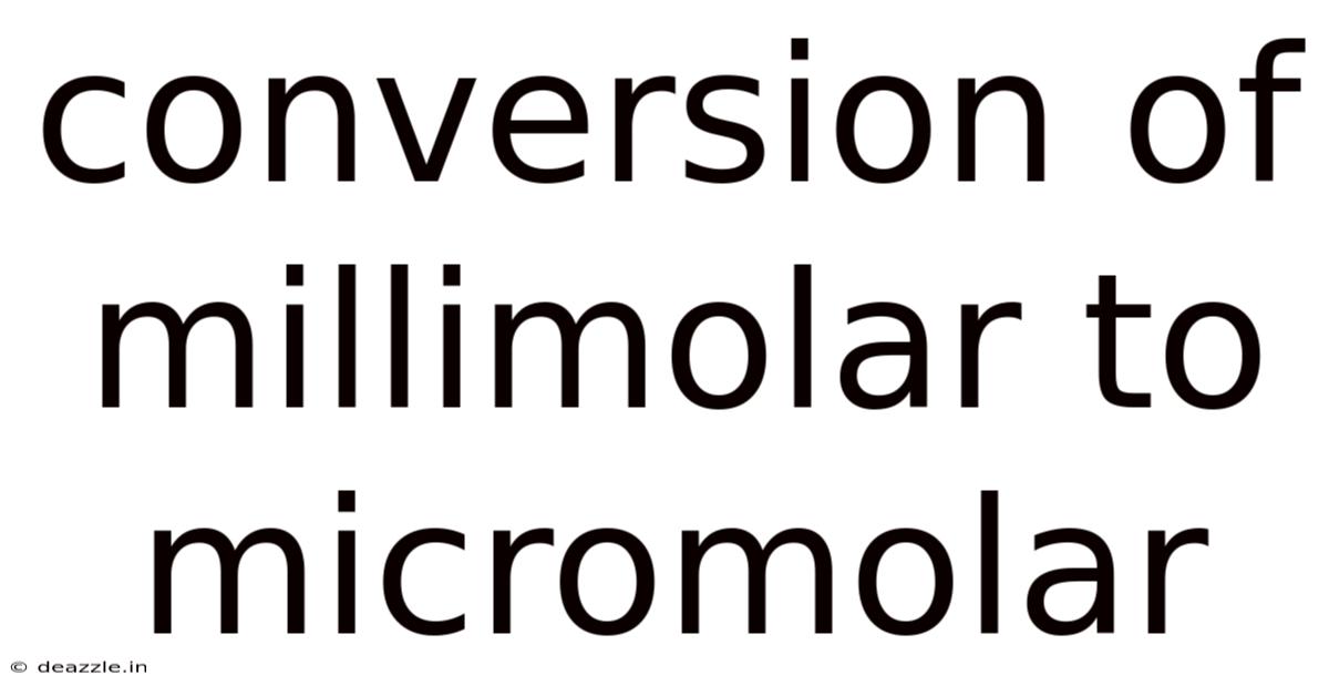 Conversion Of Millimolar To Micromolar