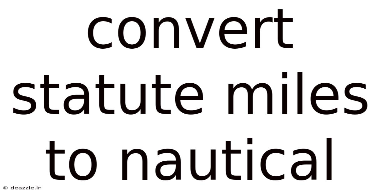 Convert Statute Miles To Nautical