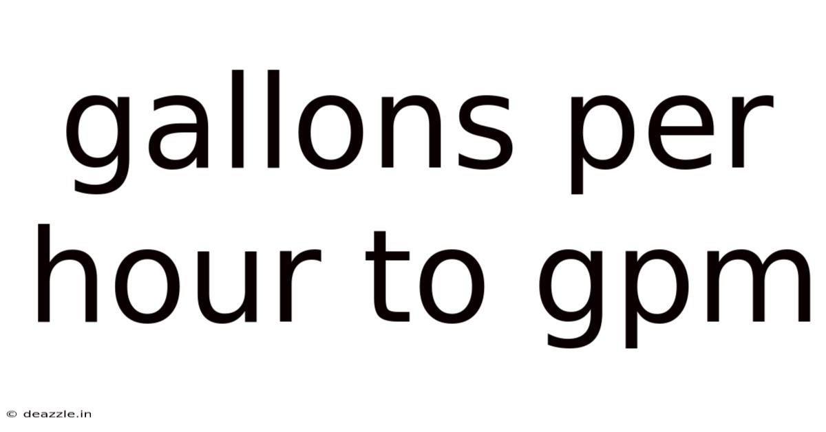 Gallons Per Hour To Gpm