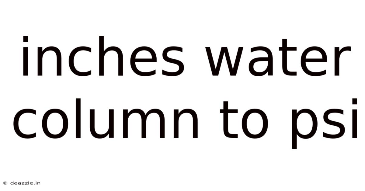 Inches Water Column To Psi