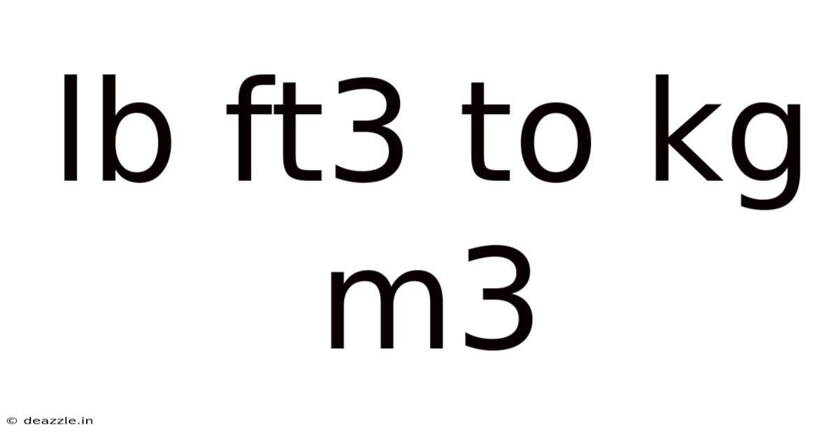 Lb Ft3 To Kg M3