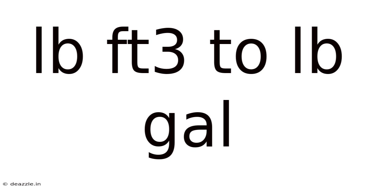 Lb Ft3 To Lb Gal