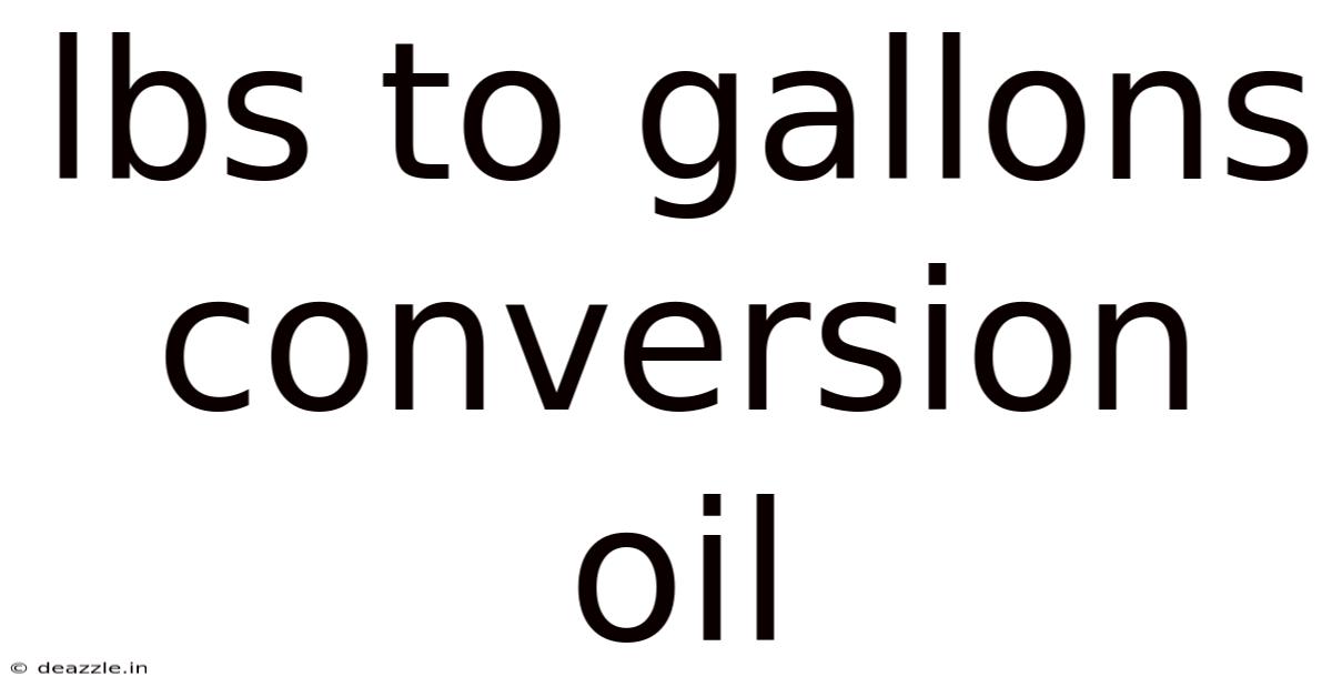 Lbs To Gallons Conversion Oil