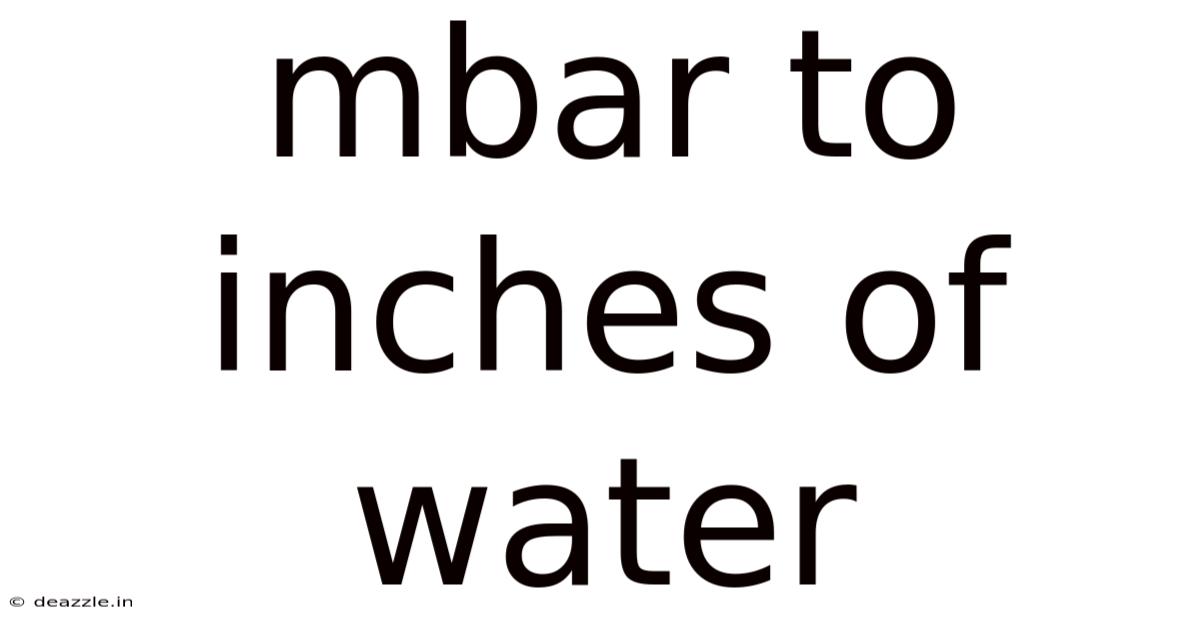 Mbar To Inches Of Water