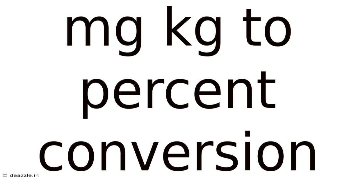 Mg Kg To Percent Conversion