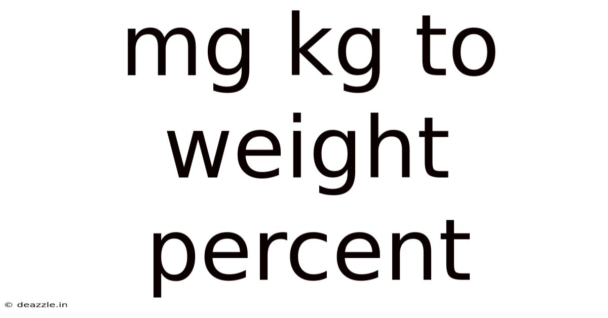Mg Kg To Weight Percent
