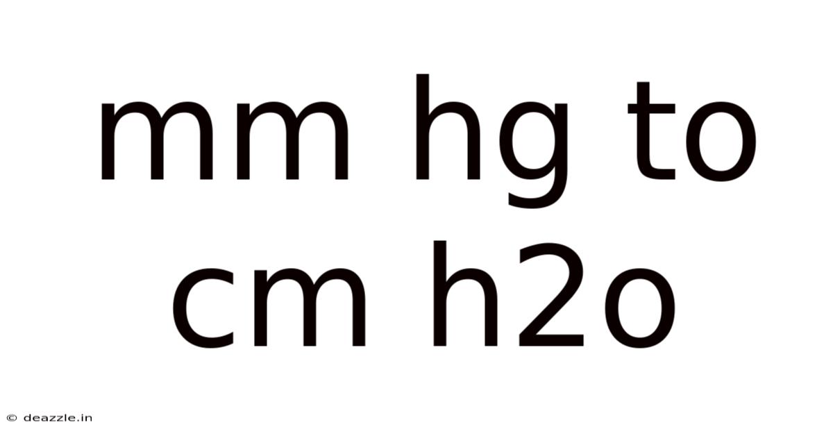 Mm Hg To Cm H2o