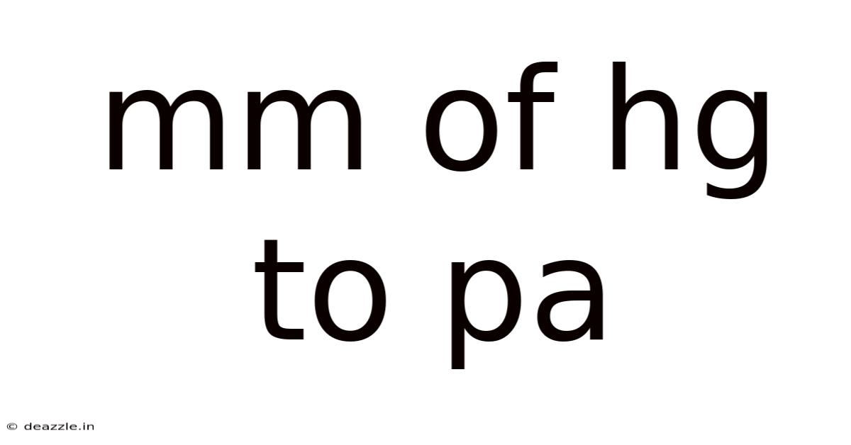 Mm Of Hg To Pa