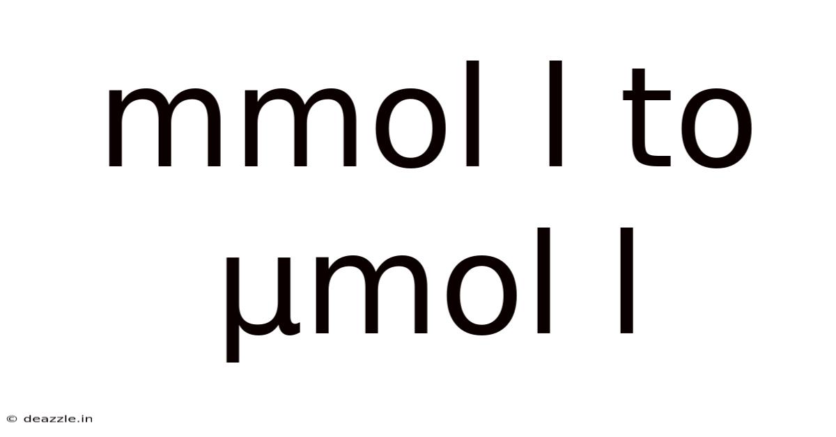 Mmol L To Μmol L