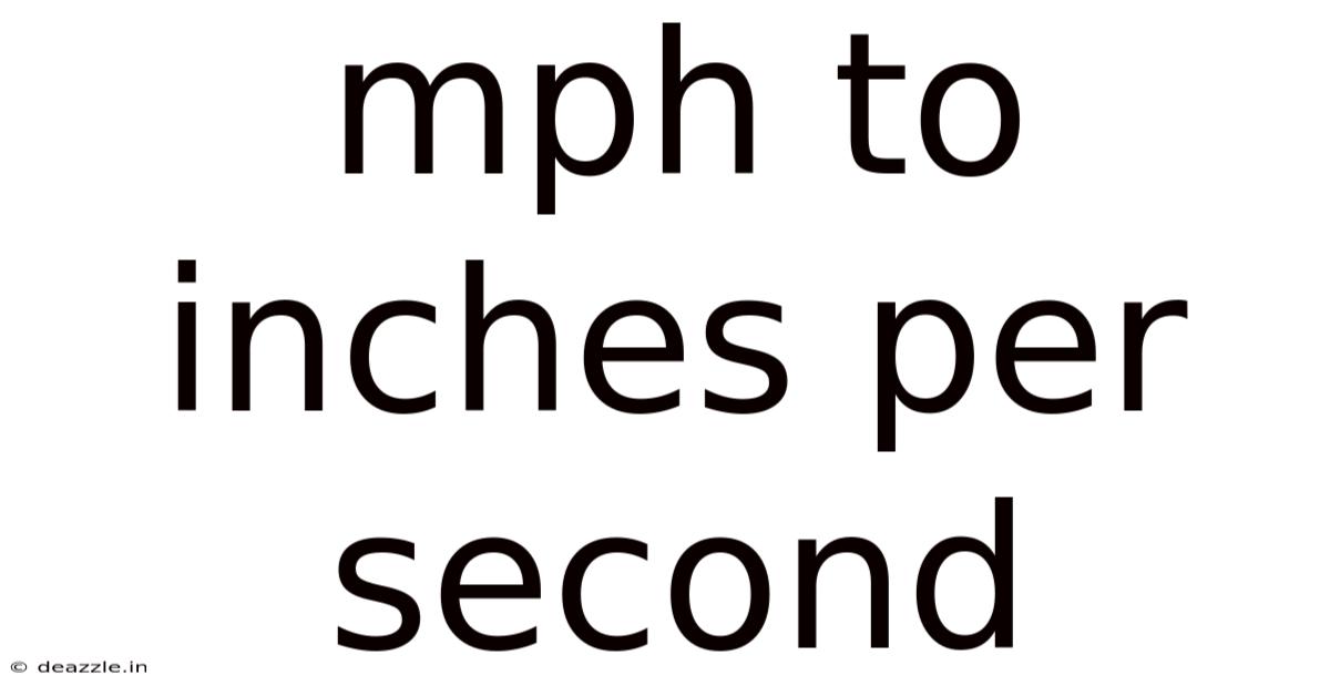 Mph To Inches Per Second