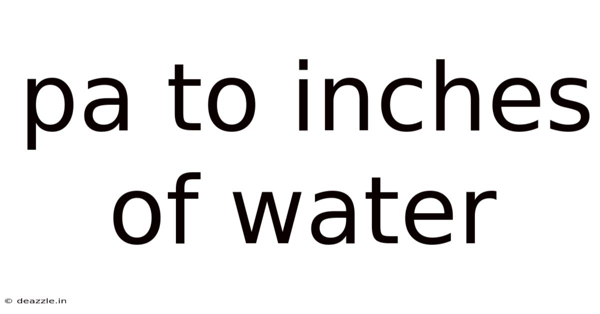 Pa To Inches Of Water