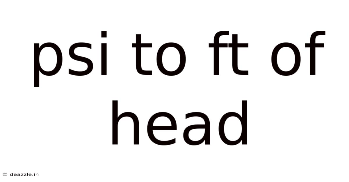 Psi To Ft Of Head