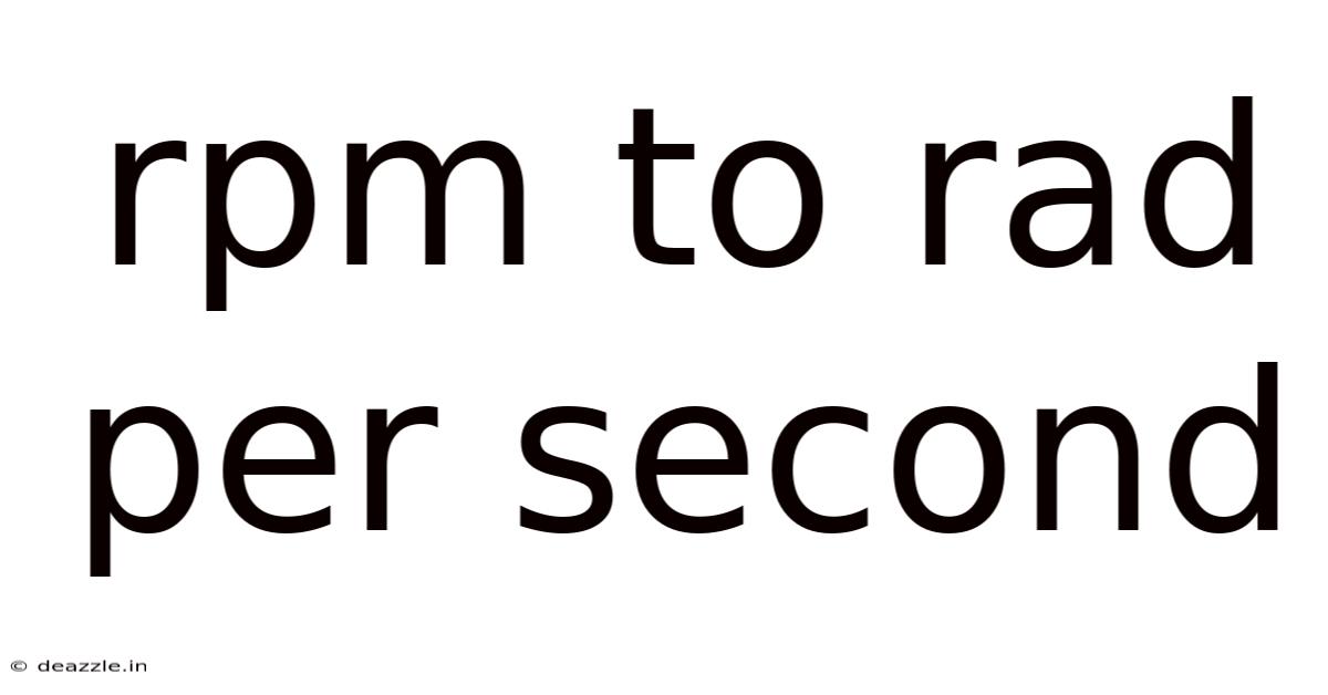 Rpm To Rad Per Second