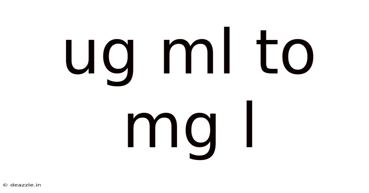 Ug Ml To Mg L